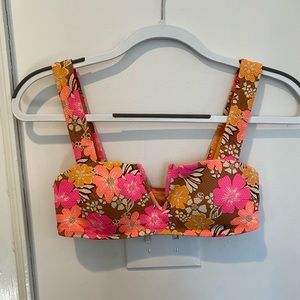 Aerie V Piqued Bandeau Bikini Top sz: S